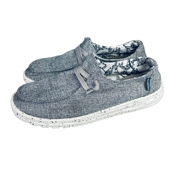 Hey Dude Shoes - Hey Dude Women's Size 9 Wendy Linen Iron Slip On Casual Shoes Gray Washable